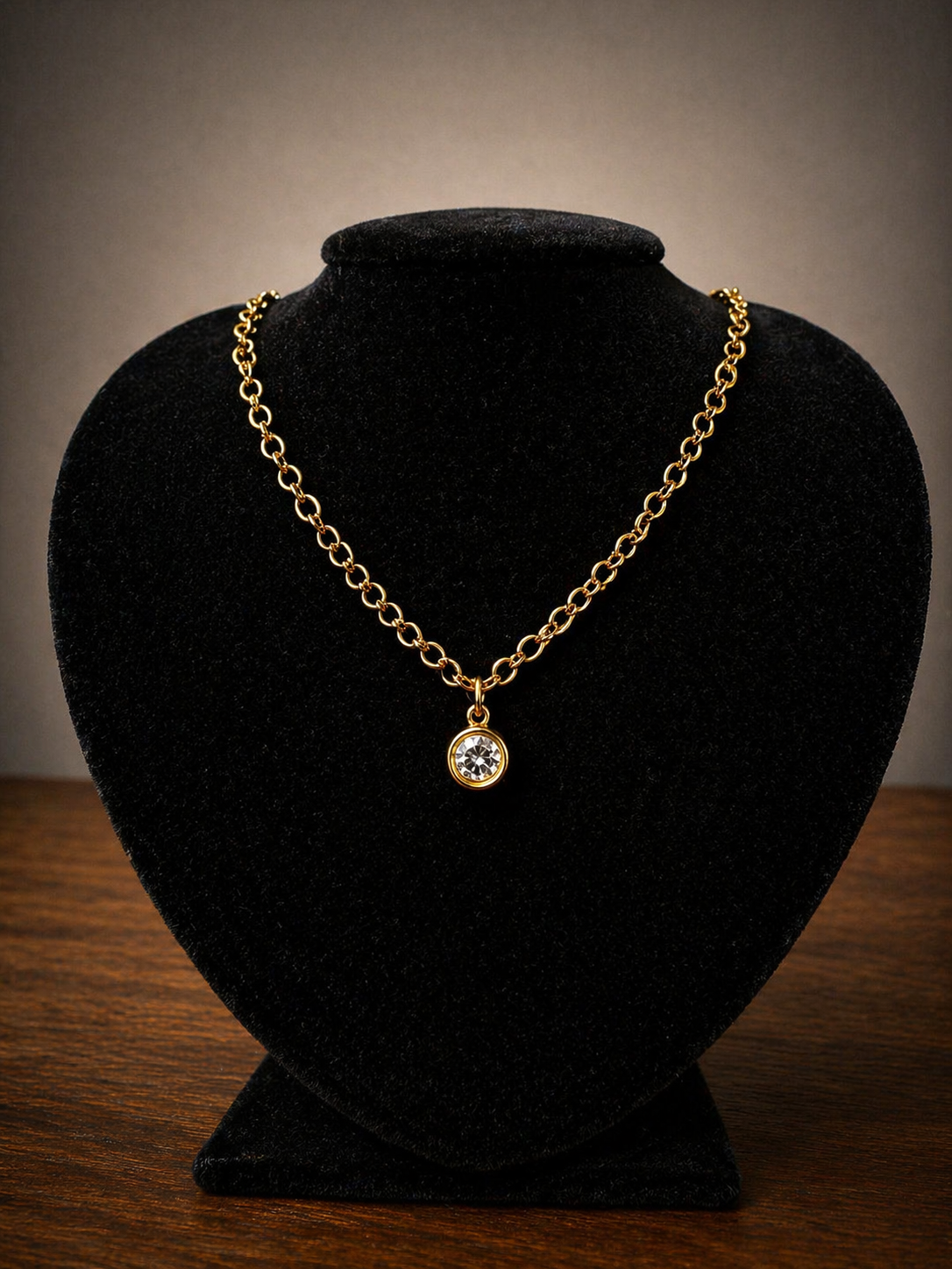 Colar FEMININO Ouro 18k + Pingente Ponto de Luz